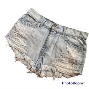 PISTOLA Distressed Denim Cutoff Shorts Light Wash Size 29